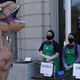 Starbucks baristas and customer (not Gutierrez or Gilles)